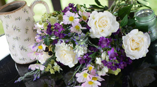 Luxury Faux Flower Arrangement in Vintage-Style Olive Jug