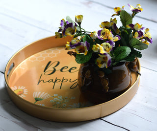 Bee Happy Rundes Blumen-Serviertablett
