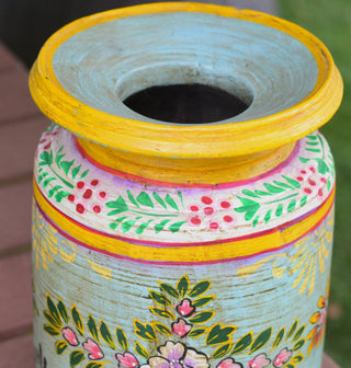 Hand-Painted Indian Decorative Pot | Dual Floral Design