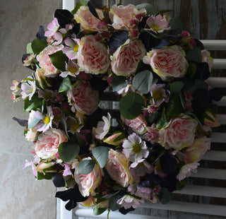 Cottage Garden Roses & Eucalyptus Wreath
