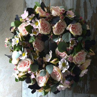 Cottage Garden Roses & Eucalyptus Wreath