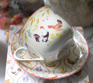 Countryside Rooster Porcelain Cup & Saucer Set – 370ml