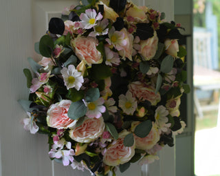 Cottage Garden Roses & Eucalyptus Wreath