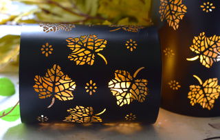 Autumn Falling Leaves Metal Candle Holders – Two Sizes