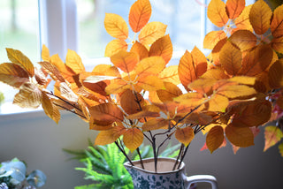 Faux Autumn Hornbeam Leaf Branch – 67–70 cm