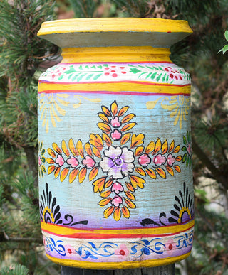 Hand-Painted Indian Decorative Pot | Dual Floral Design