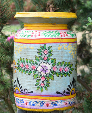 Hand-Painted Indian Decorative Pot | Dual Floral Design
