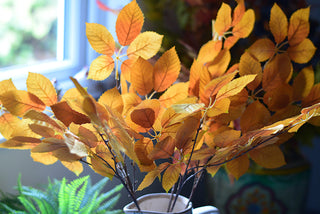 Faux Autumn Hornbeam Leaf Branch – 67–70 cm