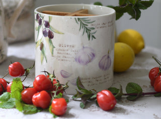 Farmhouse Porcelain Cutlery Holder – Herb & Olive Kitchen Organiser