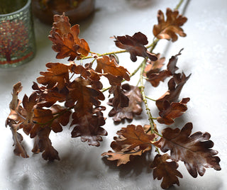 Soft Faux Autumn Oak Leaf Stem – 80 cm