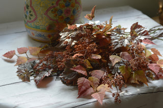 Artificial Autumn Arrangement – Burgundy Vine Leaf, Berry & Birch