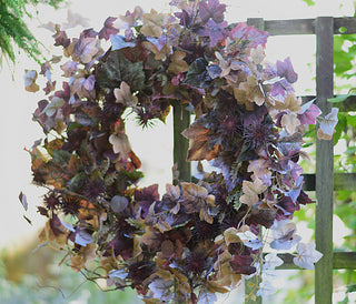 Rustic Burgundy Autumn Foliage & Burdock Wreath