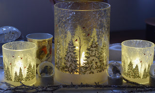 Snowy Trees Scene Candle Holders