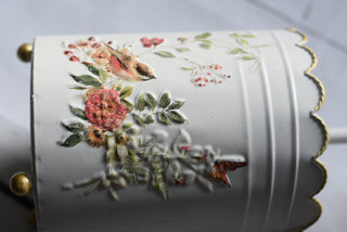 Country Garden Bird & Floral Kitchen Roll Holder – White & Gold