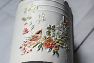 Country Garden Bird & Floral Kitchen Roll Holder – White & Gold