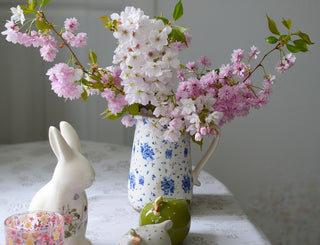 Blue roses vintage pitcher vase