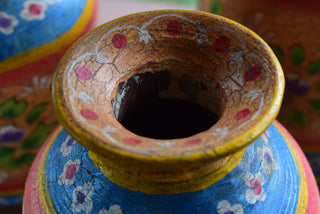 Hand-Painted Honey-Gold Indian Decorative Pot | Original Decorative Vessel