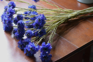 Artificial cornflower spray in blue color