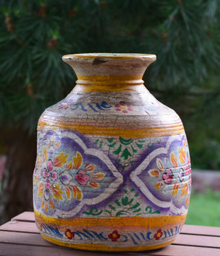 Hand-Painted Lilac and Honey Indian Decorative Pot