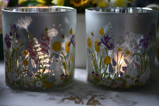 Flowers & Bunnies Silver Extra Large Candle Holder