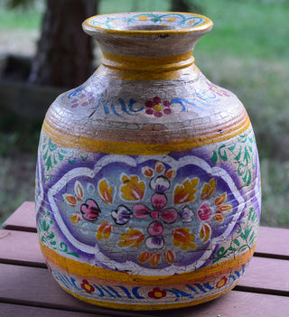 Hand-Painted Lilac and Honey Indian Decorative Pot