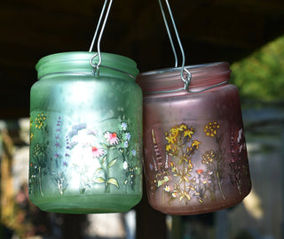 Pearlised Glass Pink & Green T-Light Holders