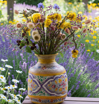 Hand-Painted Lilac and Honey Indian Decorative Pot