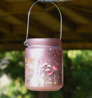 Pearlised Glass Pink & Green T-Light Holders