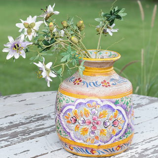Hand-Painted Lilac and Honey  Decorative Pot