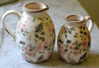 Vintage-Inspired Rounded Pitcher Vase Duo