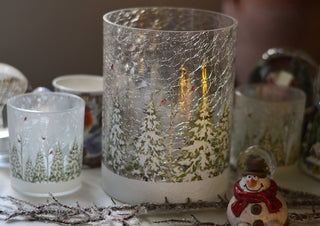 Snowy Trees Scene Candle Holders