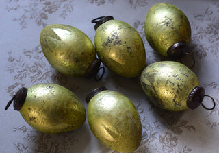 Antique Olive Metallic Glass Eggs