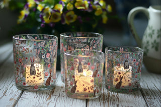 Hoppy Meadow Glass Candle Holders
