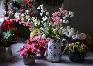 Blue roses vintage pitcher vase