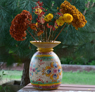 Hand-Painted Blush, Sage and Honey Indian Decorative Pot