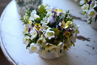 Cottage Bunny Pots with Faux Spring Flowers