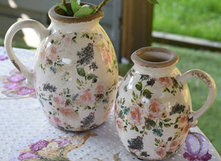 Vintage-Inspired Rounded Pitcher Vase Duo
