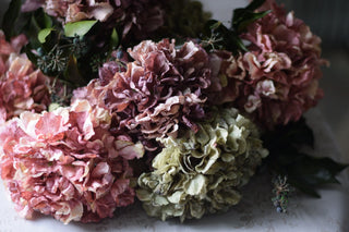 Vintage dried faux hydrangeas