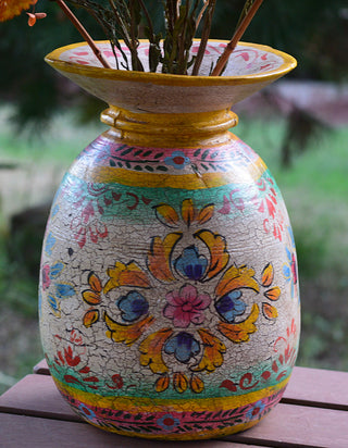 Hand-Painted Blush, Sage and Honey Indian Decorative Pot