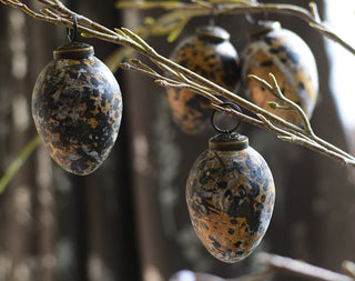Charcoal & Antique Gold Glass Eggs