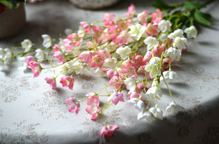Tall Faux Campanula Stems in White & Pink
