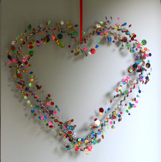 Rainbow Confetti Heart Wreath