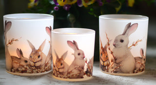 Meadow Bunny Glass Candle Holders