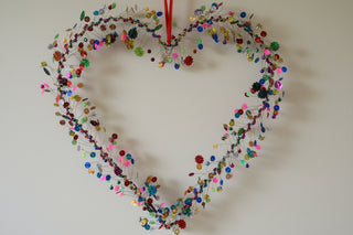 Rainbow Confetti Heart Wreath