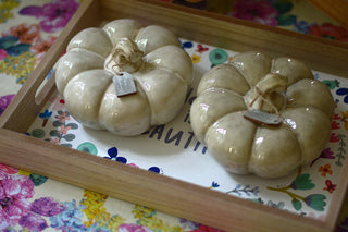 Ceramic glazed pumpkin ornament