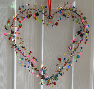 Rainbow Confetti Heart Wreath