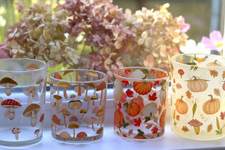 Autumn Candle Holders with Pumpkins & Mushrooms
