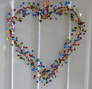 Colourful Metallic Floral Heart Wreath