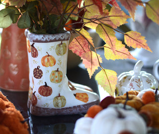 Whimsical Harvest Pumpkin Boot Vase