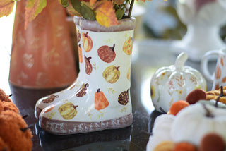 Whimsical Harvest Pumpkin Boot Vase